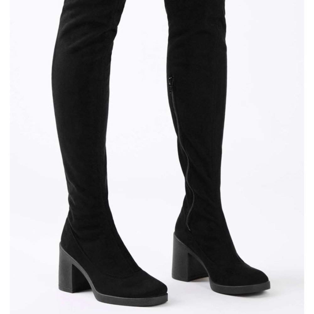 Topshop velour over-the-knee sock boots